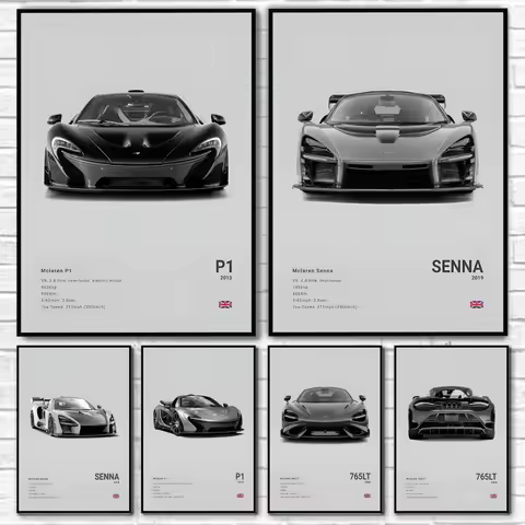 Famed Cool Sports M-McLaren Supercar SENNA P1 765LT F1 ARTURA SPEEDTAIL Poster Home living room Wall
