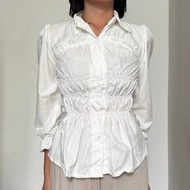 Jun seo ribbed string shirt