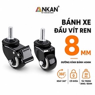 Bánh Xe Đen Đầu Vít Xoay 360 Có Khóa, Hàng Chất Lượng ANKAN, Lắp Xe Đẩy Hàng, Tủ, Bàn Ghế