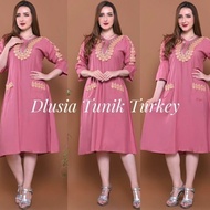 DRESS RENDA DLUSIA TUNIK TURKEY DASTER ARAB MURAH