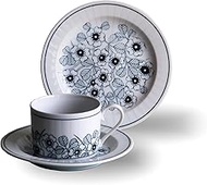Awasaka Antico Flower Blossom Tea Time Set, Cake Plate: Ο7.9 x 1.0 inches (200 x 25 mm), Cup: Ο3.3 x