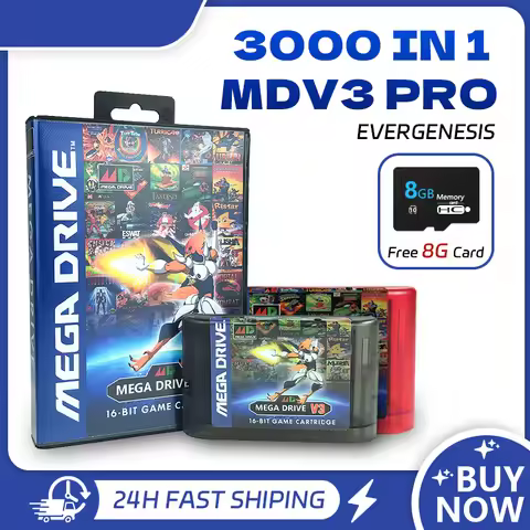 Mega Drive V3.0 Pro EDMD Remix 3000 in 1 Game Cartridge Compatible with SEGA Genesis/MegaDrive US/JP