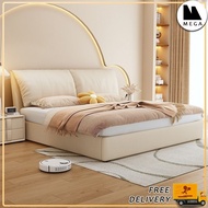 [SG SELLER ] Techno Fabric And Solid Wood Bed Frame Storage Bed Frame Wooden Bed Frame Bed Frame With Mattress Super Single/Queen/King Size Bed Frame