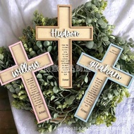 Personalized Baptism Cross Baby Baptism Ornaments with Name Date Prayer Baptism Gift