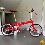 Crius Master 22” • Lipstick Red • 9 Gears Shimano Litepro Schwalbe One Folding Foldable Foldie Fold Bicycle Bike Dahon