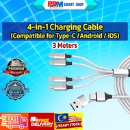PDM 4 in 1 Charging Cables OTG Data Cable USB Fast Charge to Android iOS Type C Charging Cable 3 Met