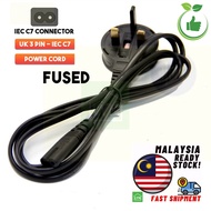 AC CORD UK 3 Pin to IEC C7 Male 10A 250V Power Cord 1.7m