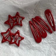A61 CU Lucky Red ️‍ Five-Pointed Star Broken Hair Clip Bangs Accessories Side Grab