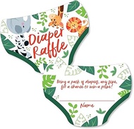 Big Dot of Happiness Jungle Party Animals - Diaper Shaped Raffle Ticket Inserts - Safari Zoo Animal Baby Shower Activities - Diaper Raffle Game - Set of 24