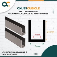 Lis U Aluminium / U Channel Cubicle 12 Mm - Bronze #Gratisongkir