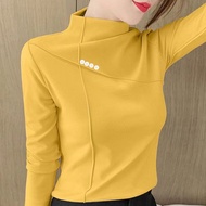 winter heattech woman Baju kemeja lengan panjang tebal separuh tinggi
