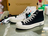 รองเท้าผ้าใบหุ้มข้อ converse Virgil Abloh OFF White x Converse Chuck 1970S “OW BLACK/WHITE"