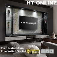 [HT ONLINE] TV Cabinet Gantung 8ft | Kabinet TV Moden | Almari TV Dinding | Siap Pemasangan + LED