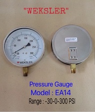 (แท้100%) PRESSURE GAUGE (เกจวัดแรงดัน) "WEKSLER" แท้!! EA14 หน้าปัด 4.5"