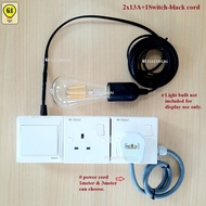 Power & Light Combine Extension wire/1meter & 3meter Power cord/Black Lamp cord.