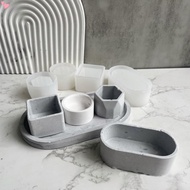 DIY Oval Candle Jar Silicone Molds Cement Plaster Mini Flower Pot Concrete Wax Box Candle Tray Injection Mould Home Decor Crafts