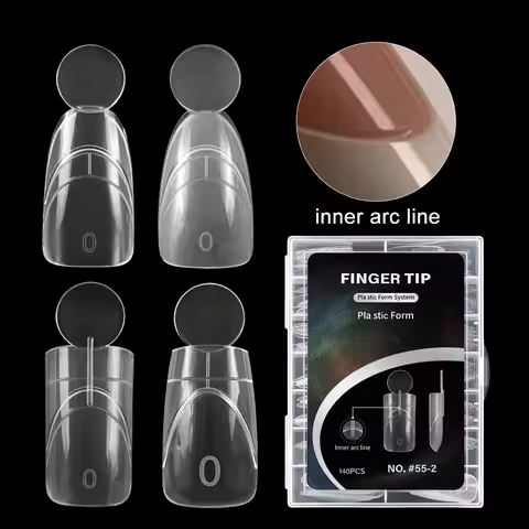 140Pcs Dual Forms with Inner Arc Line Oval Square Coffin Upper Forms for Quick French Matte Nail Mol