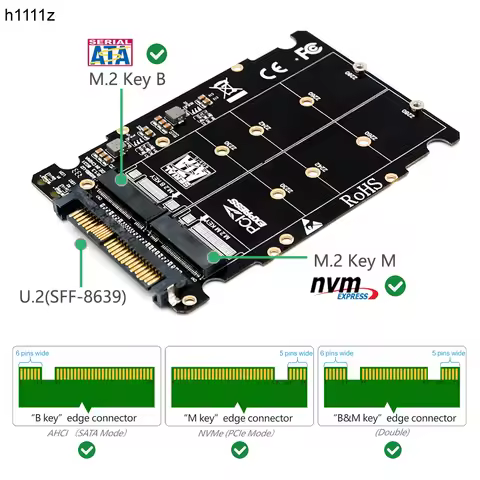 NEW M2 SSD Adapter Converter 2in1 M.2 NVMe / SATA-Bus NGFF SSD to PCI-e U.2 SFF-8639 Riser M.2 SSD t