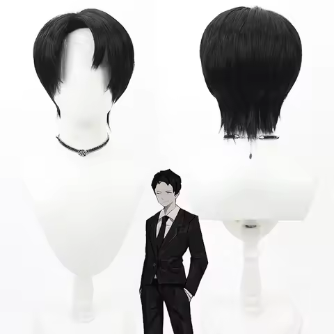 Game Library Of Ruina Roland Cosplay Wig Adult Unisex Short Black Heat Synthetic Hair Wig Halloween