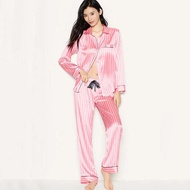 Summer Pajamas for Women Satin Silk Stripes Sleepwear Pyjamas Short Pink Loungewear Pjamas Ladies Ho