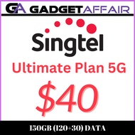 Singtel 150GB (120+30) Data Ultimate Plan $40 Top Up / Recharge