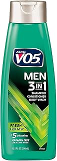 Alberto VO5 3 Pk, Men's 3-in-1 Shampoo Conditioner Body Wash Fresh Energy, 12.5oz