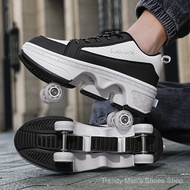 4 Wheel Dual-Use Roller Skates Retractable Wheels Roller Shoes Boys and Girls Shoes with Wheels Spee