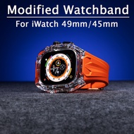 Elegant RICHARD Mile Modified Crystal Transparent Case + Silicone Strap for iWatch Series 10 46mm , 