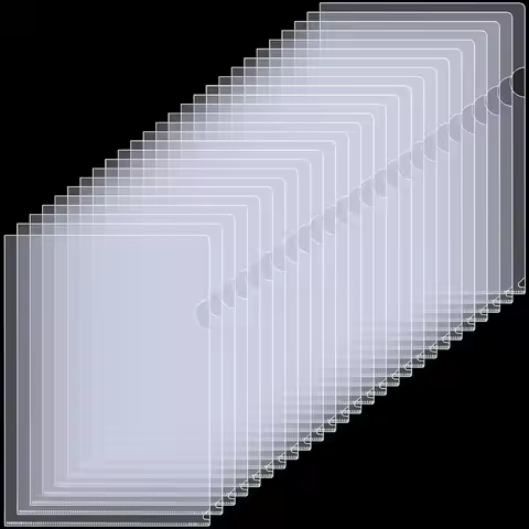 24 Pack Clear Plastic Document Folders Project Pockets for Letter Size A4 Papers, Transparent Sleeve