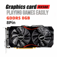 RX 580 8GB Gaming กราฟิกการ์ดคอมพิวเตอร์กราฟิกการ์ดพัดลมคู่12571340MHz 8Pin GDDR5หม้อน้ำสำหรับคอมพิวเตอร์เดสก์ท็อป