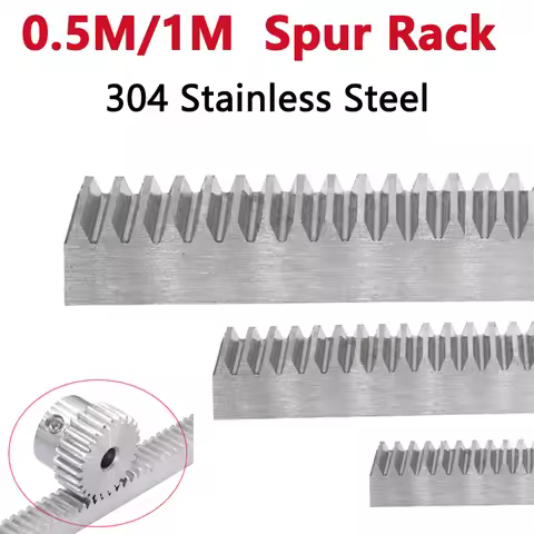 1pc 0.5M 1M 304 Stainless Steel Rack 0.5 1 Module Straight Teeth Drive Rack Length 200/300/500mm 5x5