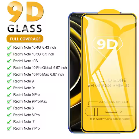9D Full Protective Glass For Xiaomi Redmi Note 12 13 Pro 5G Note 10 9 8 7 Pro 12S 10s 11s Redmi 12 4