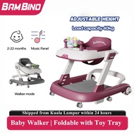 Baby Walker 3 in 1,Foldable Walker baby murah 6 month Music&Adjustable Height With Toy Tray&Foot Pad