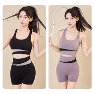 Slim Fit Gym Yoga Set Women Push Up Sport Bra High Waist Shorts Workout Sports Wear Running Shot Pan