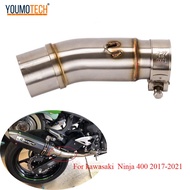 สำหรับ KAWASAKI Ninja 400 Z400 2018-2022 รถจักรยานยนต์ไอเสียท่อกลางท่อไอเสีย SLIP-ON กลางอะแดปเตอร์