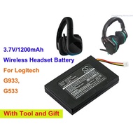 Cameron Sino 3.7V 1200mAh Wireless Headset Battery 533-000132 for Logitech G533, G933, G935, G635, G