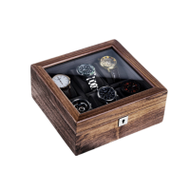 胡桃木實木帶鎖手錶收納盒 - 6表位天窗版