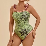 Bộ đồ bơi liền mảnh in họa tiết chặn màu cỡ lớn buộc dây phía trước cho tiệc hồ bơi Bộ đồ bơi kiểm s