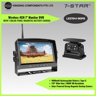 7-STAR* Wireless 4CH 7 Inch IPS Monitor with 1080P Solar Magnetic Backup Camera, 9600mAh Battery,Tru