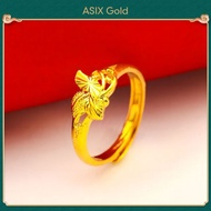 ASIXGOLD Gold 916 Ring Women's Korean Gold Bangkok Gold Saudi Gold Minimalist Leaf Ring Elegant Charm Jewelry