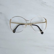 1960's Zeiss YvesChantal 西德製 亮金色大圓弧金屬古董眼鏡框