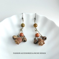 Mori Series Plant Dried Fruit Wooden Beads Natural Acorn Earrings Female Handmade Old Literary Retro
