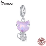 BAMOER 925เงินสเตอร์ลิงทึบคิตตี้สร้อยข้อมือลูกปัดคริสตัลจี้ห้อยคอน่ารักและสร้อยคอเครื่องประดับ SCC29