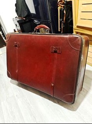 英國Vintage 70年代 超大型深棕色皮革行李箱 古董 古道具