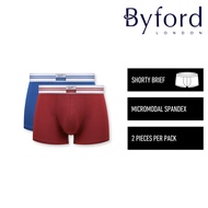 Byford Seluar Dalam Lelaki | (2 Pcs) Byford Mens Micromodal Spandex Shorty Brief Underwear Assorted 
