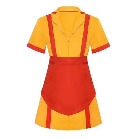 Women Halloween Party Wear Broke Girls Cosplay Dress Max Caroline Waitress Costume With Apron