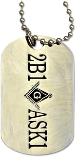 Engraved 2B1 ASK1 Dog Tag Masonic Necklace - [Silver][2'' Tall]