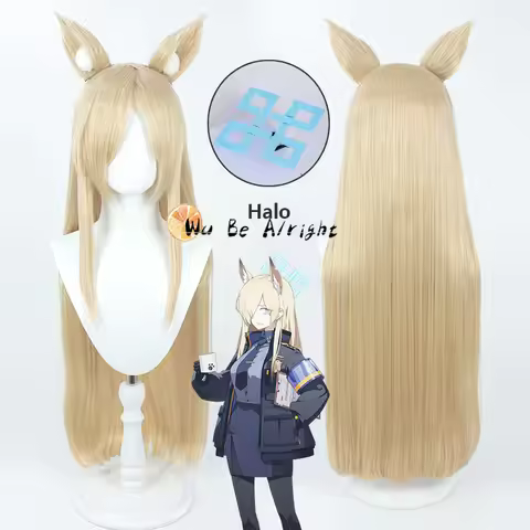 Blue Archive Ogata Kanna Cosplay Wig Blonde Long 90cm Synthetic Hair Heat Resistant Headwear Halo Ha