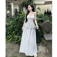 Summer women's set, backless lace bustier top with long skirt T327(Z4)
