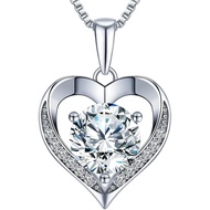 Heart Pendant Necklace Gifts for Wife, Engraved 'I LOVE YOU' Gift for Wife, 1-3 Carat Moissanite Nec